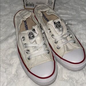 Converse White Canvas Shoes with Red Accents